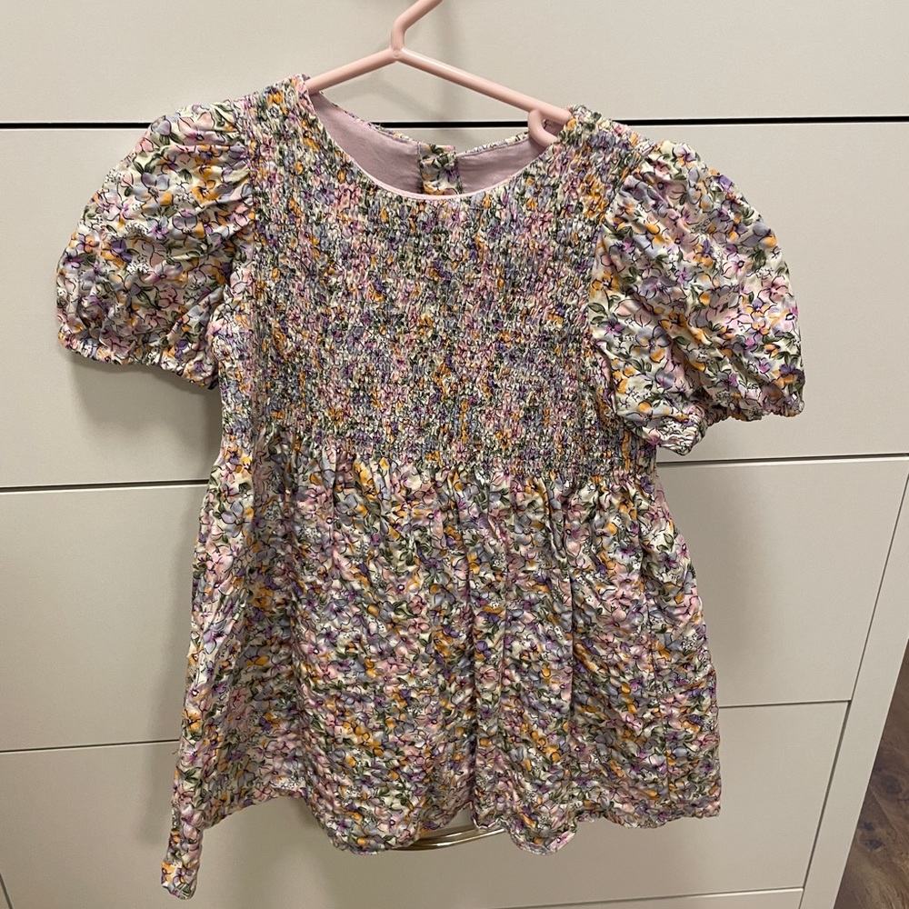Zara Blooming Meadows Floral Print Puff Sleeve Dress- 3-4 toddler